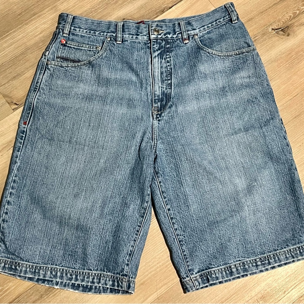 Y2K slim Shady and Blue Jean Shorts Classic Fit Sz 36